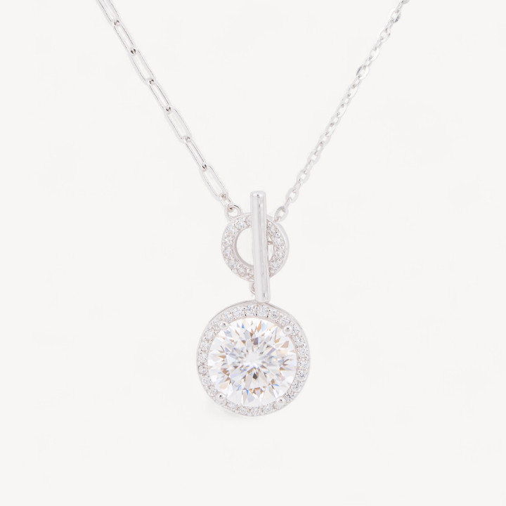 Collana Con Pendente In Argento Con Moissanite