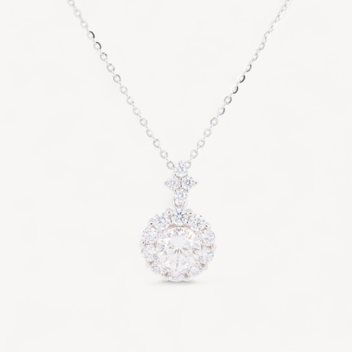 Collana Con Pendente In Argento Con Moissanite