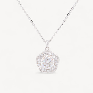 Collana Con Pendente In Argento Con Moissanite