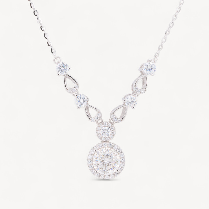 Collana Con Pendente In Argento Con Moissanite MOD1474