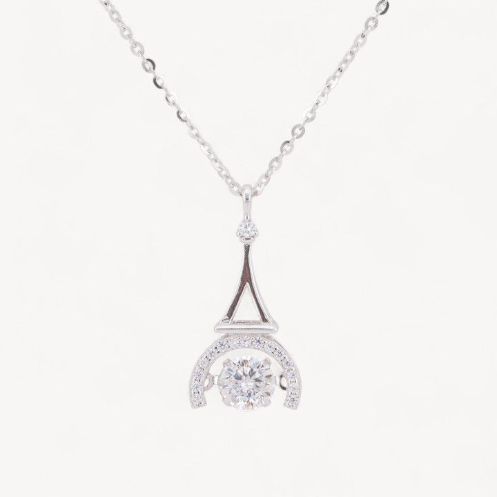 Collana Con Pendente In Argento Con Moissanite