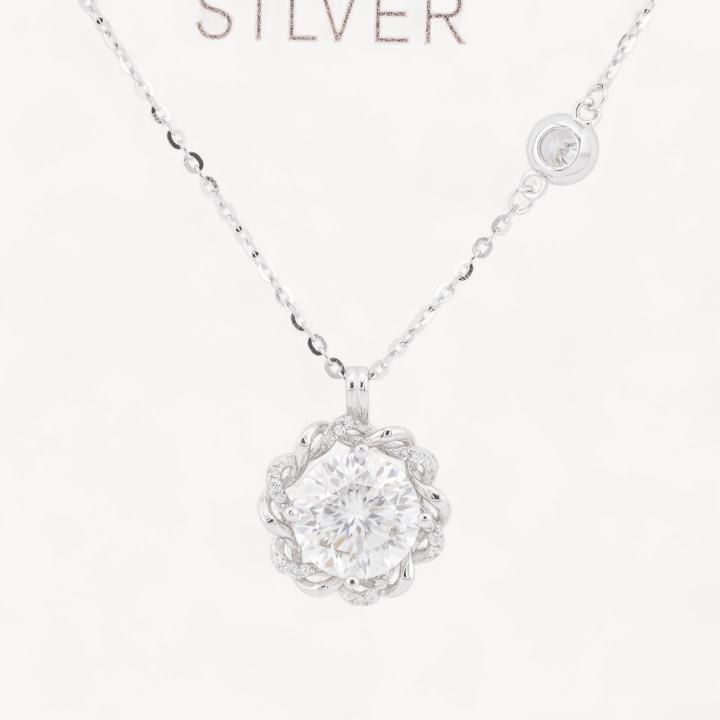 Collana Con Pendente In Argento Con Moissanite MOD1480