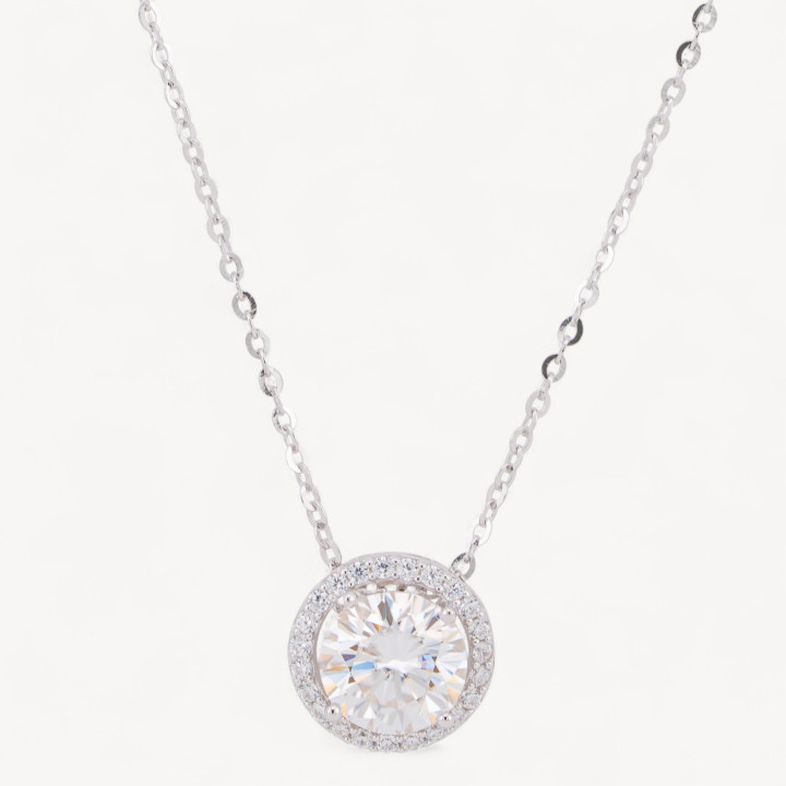 Collana Con Pendente In Argento Con Moissanite MOD1489