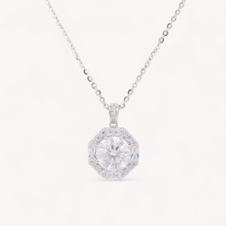Collana Con Pendente In Argento Con Moissanite