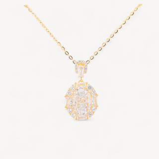 Collana Con Pendente In Argento Dorato Con Corindone