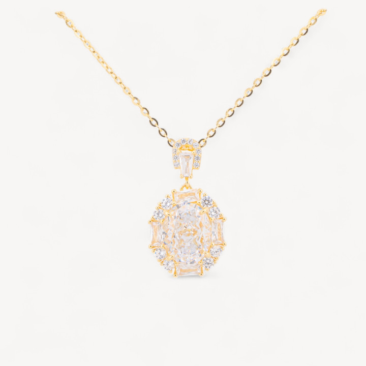 Collana Con Pendente In Argento Dorato Con Corindone