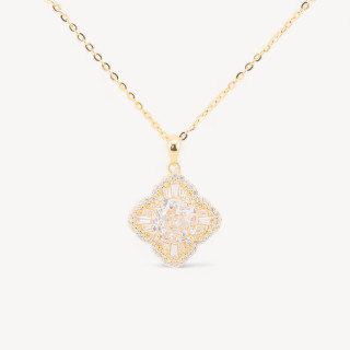 Collana Con Pendente In Argento Dorato Con Corindone