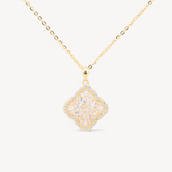 Collana Con Pendente In Argento Dorato Con Corindone