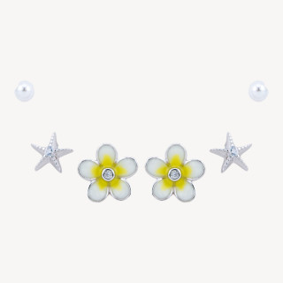 Orecchini In Argento 925 Con Zirconi Fiore Giallo