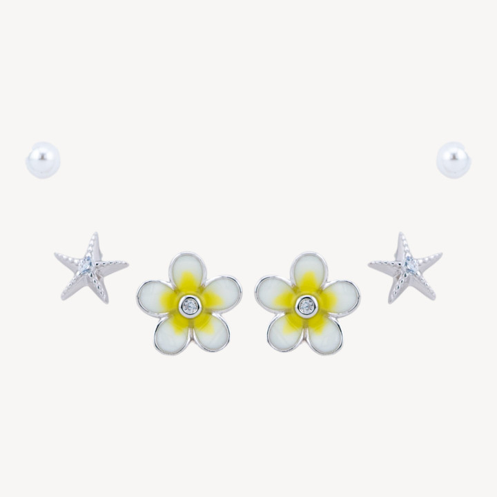 Orecchini In Argento 925 Con Zirconi Fiore Giallo