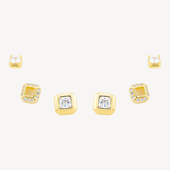 Orecchini In Argento 925 Dorati Con Zirconi