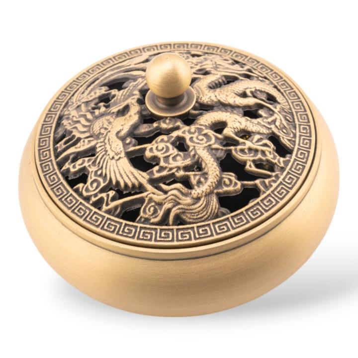 Soprammobile Statua Di Ottone Brucia Incenso 9cm