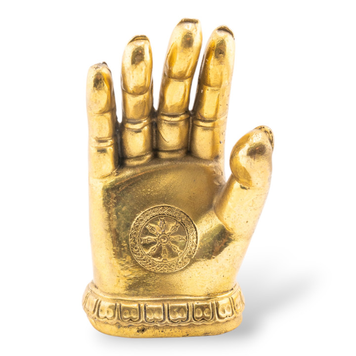 Soprammobile Statua Di Ottone Mano Di Buddha 7x11cm