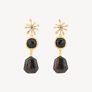 Orecchini A Perno Di Bronzo Con Occhi Di Gatto E Pendente Di Pietre Dure MOD.2