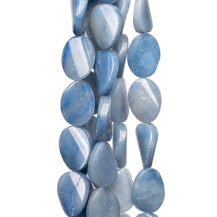 Aventurina Azul Plana Ovalada Ondulada 13x18mm