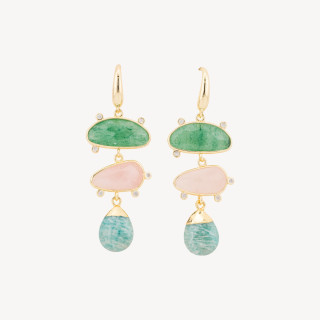 Orecchini Perno Di Bronzo Con Zirconi e Pietre Dure Incastonate MOD.1