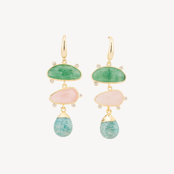 Orecchini Perno Di Bronzo Con Zirconi e Pietre Dure Incastonate MOD.1