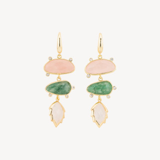 Orecchini Perno Di Bronzo Con Zirconi e Pietre Dure Incastonate MOD.3