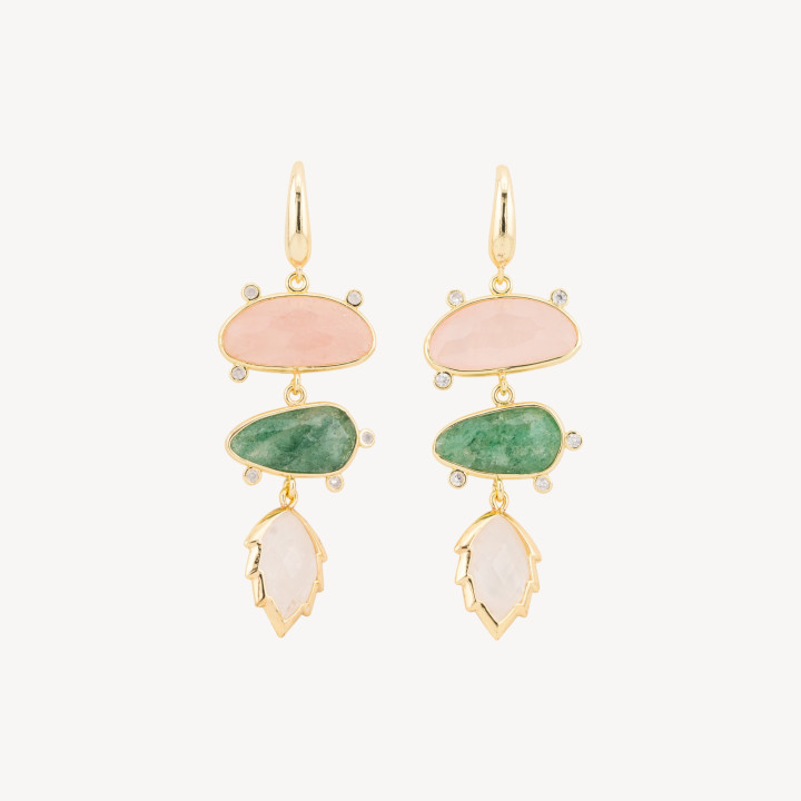 Orecchini Perno Di Bronzo Con Zirconi e Pietre Dure Incastonate MOD.3