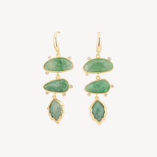 Orecchini Perno Di Bronzo Con Zirconi e Pietre Dure Incastonate MOD.5