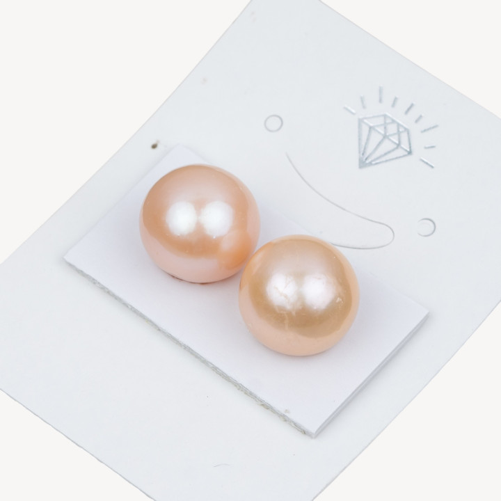 Perle di Fiume Barocche Tondo 1 Foro (SEZ) 13,0-13,5mm 10 Paia Rosa