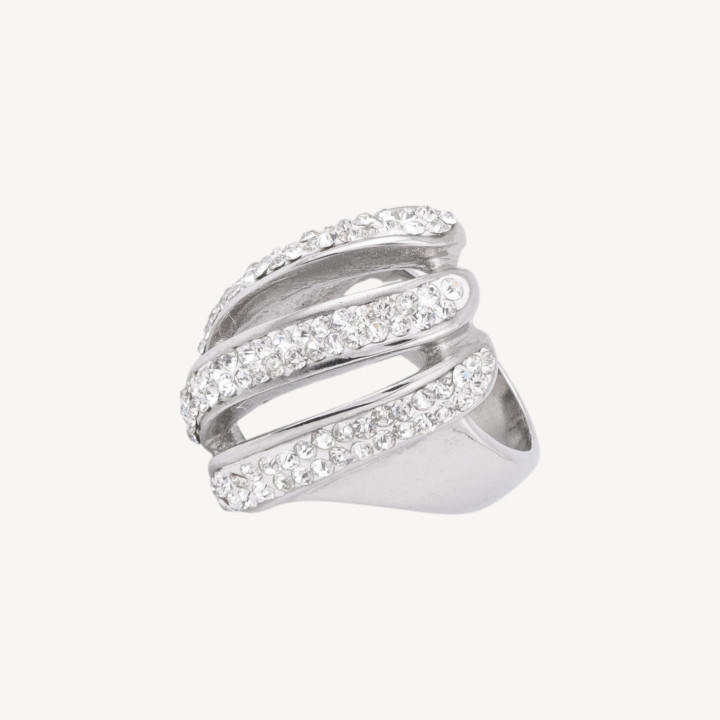 Anello In Acciaio Collezione Zaira Con Zirconi MOD.14 Misura 8