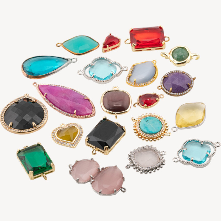 Componente Connettore Di Bronzo Con Pietre o Cristalli CZ 20pz Lotto Misto