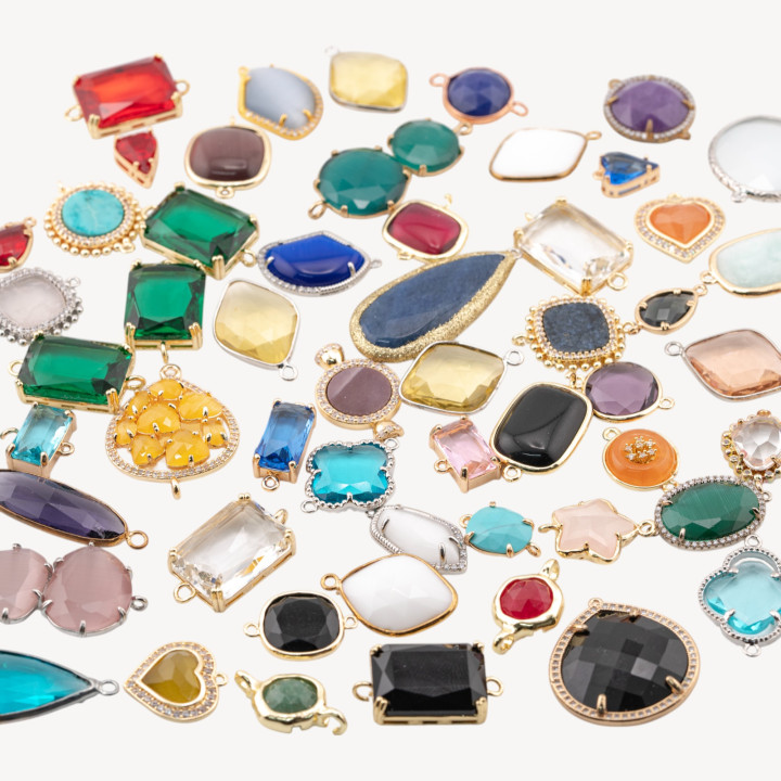 Componente Connettore Di Bronzo Con Pietre o Cristalli CZ 60pz Lotto Misto