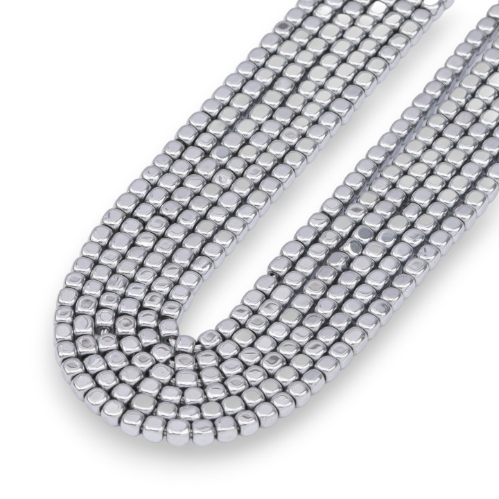 Ematite Argentato Cubo Smussato 3mm