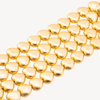 Perline Di Bronzo Spazzolato Dorato Cuore 18mm