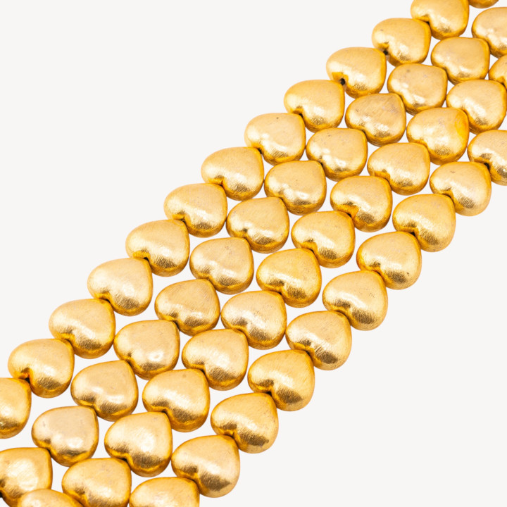 Perline Di Bronzo Spazzolato Dorato Cuore 20mm