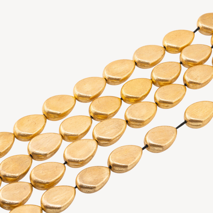 Perline Di Bronzo Spazzolato Dorato Goccia Piatta 17x25mm