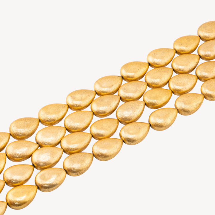 Perline Di Bronzo Spazzolato Dorato Goccia Tonda 15x23mm