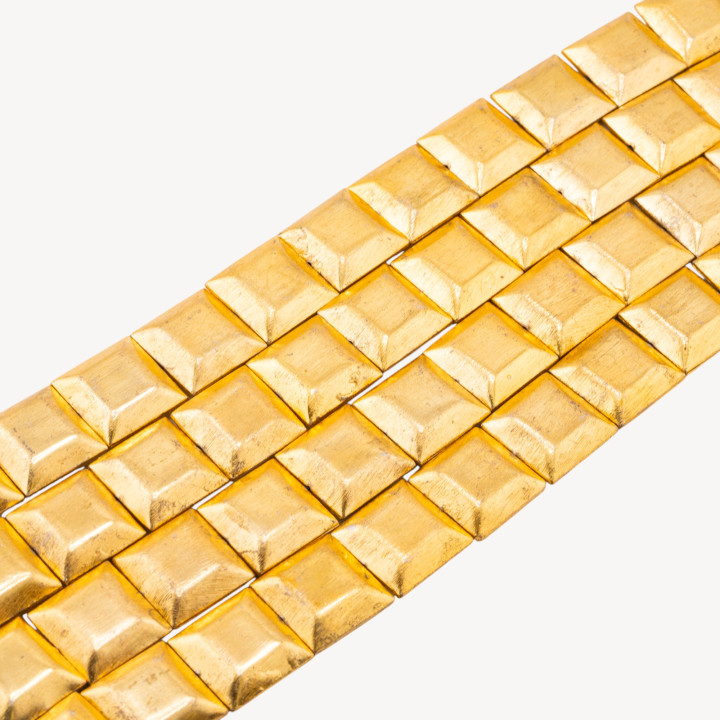 Perline Di Bronzo Spazzolato Dorato Quadrato 22mm