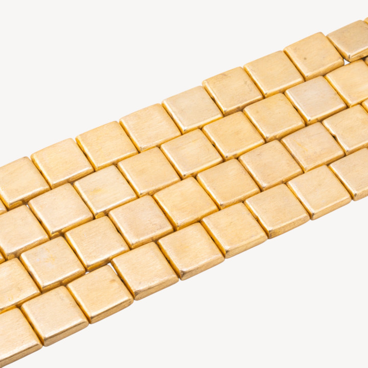 Perline Di Bronzo Spazzolato Dorato Quadrato Piatto 20mm