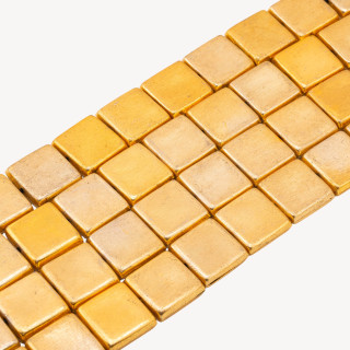 Perline Di Bronzo Spazzolato Dorato Quadrato Piatto 24mm