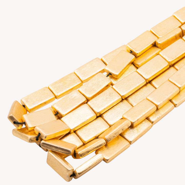 Perline Di Bronzo Spazzolato Dorato Rettangolo 12x24mm