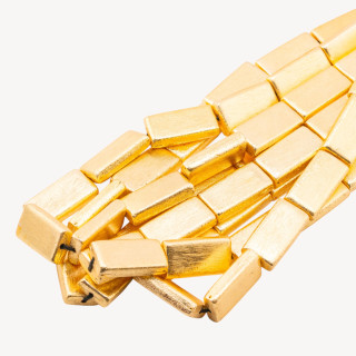 Perline Di Bronzo Spazzolato Dorato Rettangolo 13x26mm