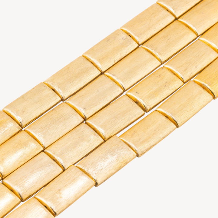 Perline Di Bronzo Spazzolato Dorato Rettangolo 15x27mm