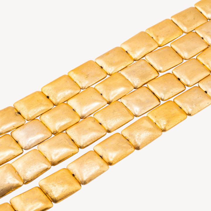 Perline Di Bronzo Spazzolato Dorato Rettangolo Smussato 20x24mm