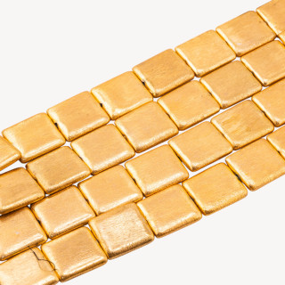 Perline Di Bronzo Spazzolato Dorato Rettangolo Smussato 23x25mm