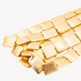 Perline Di Bronzo Spazzolato Dorato Rettangolo Smussato 23x28mm