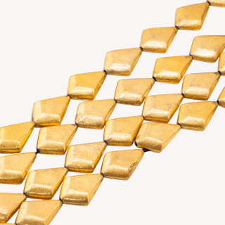 Perline Di Bronzo Spazzolato Dorato Rombo Irregolare 21x30mm