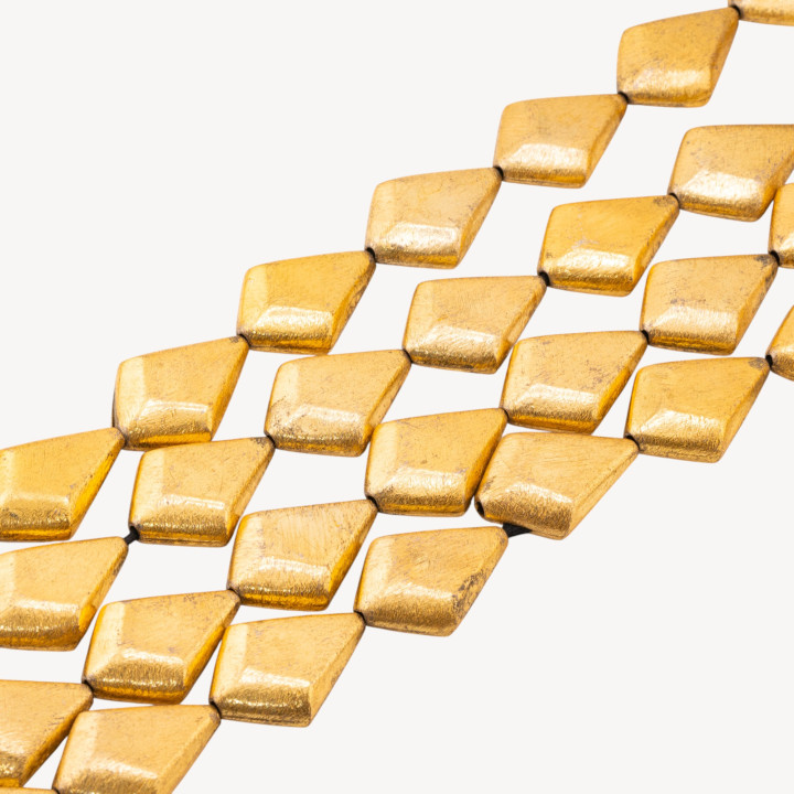 Perline Di Bronzo Spazzolato Dorato Rombo Irregolare 21x30mm