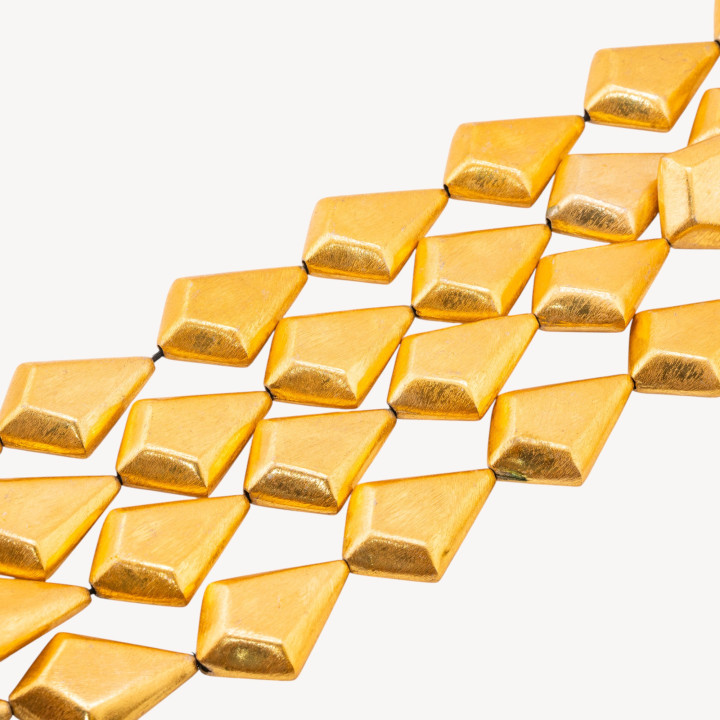 Perline Di Bronzo Spazzolato Dorato Rombo Irregolare 26x38mm