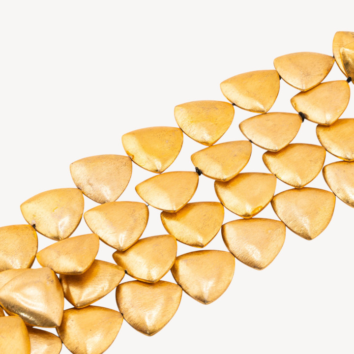 Perline Di Bronzo Spazzolato Dorato Triangolo Tondo 27mm