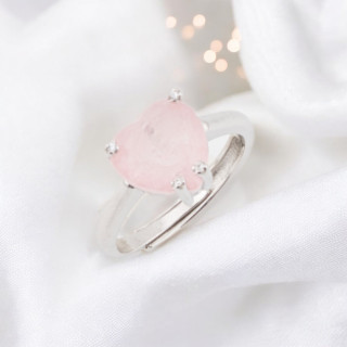 Anello Di Argento 925 Con Zirconi E Pietre Incastonate Cuore GriffeRodiato Rosa