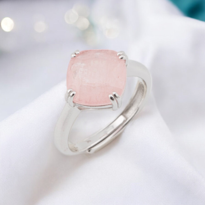 Anello Di Argento 925 Con Zirconi E Pietre Incastonate Rombo Rodiato Rosa