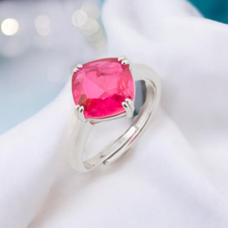Anello Di Argento 925 Con Zirconi E Pietre Incastonate Rombo Rodiato Ruby