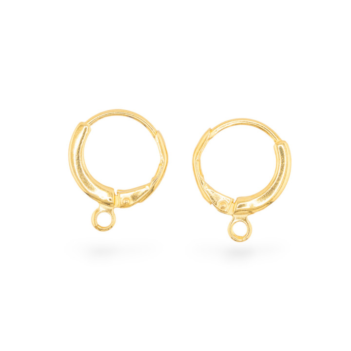 Base Per Orecchini Di Argento 925 Monachella Francese Tonda Chiusa 13,5mm 3 Paia Dorato